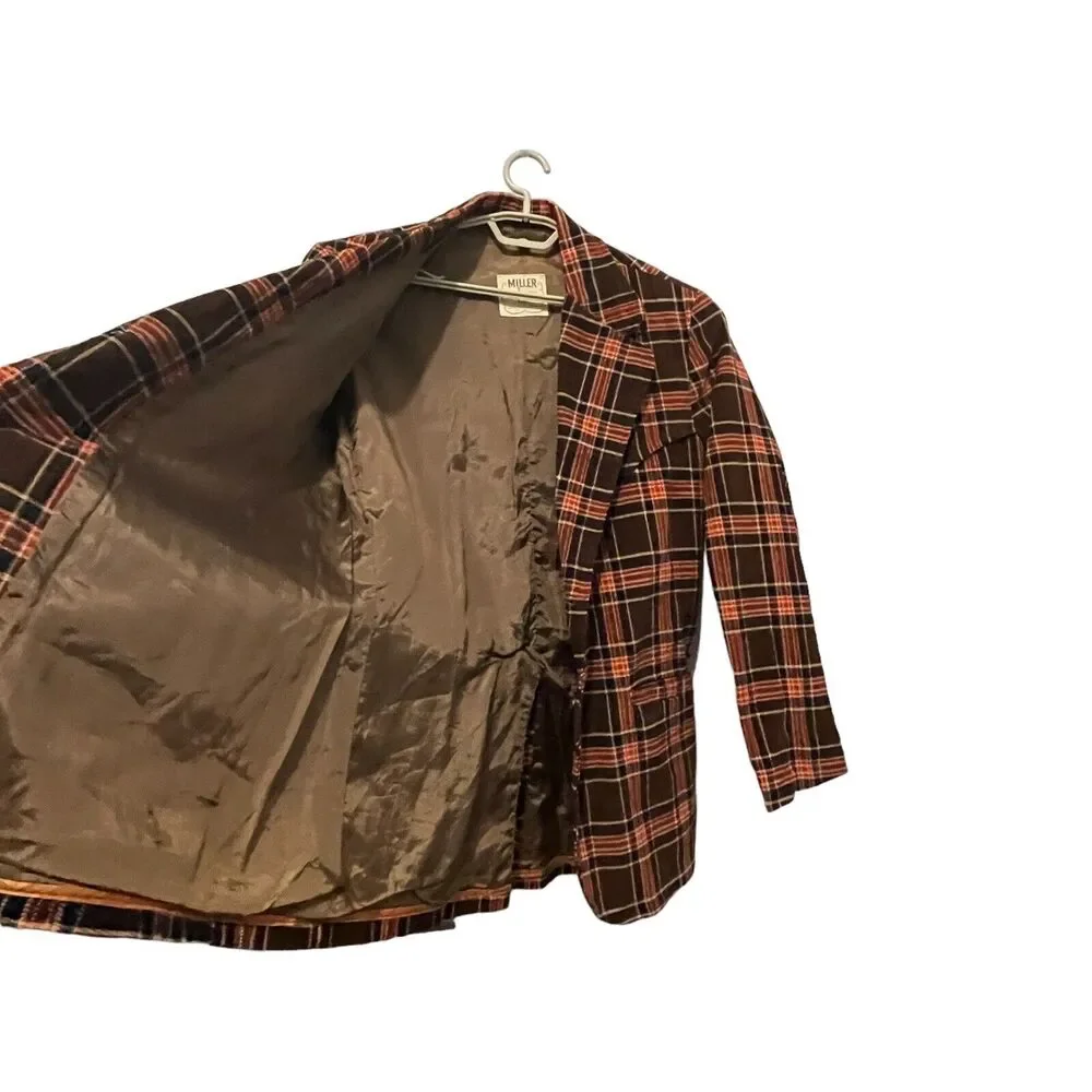Miller Western Wear Blazer Sport Coat Men Size 40 Vintage Plaid Cowboy Corduroy